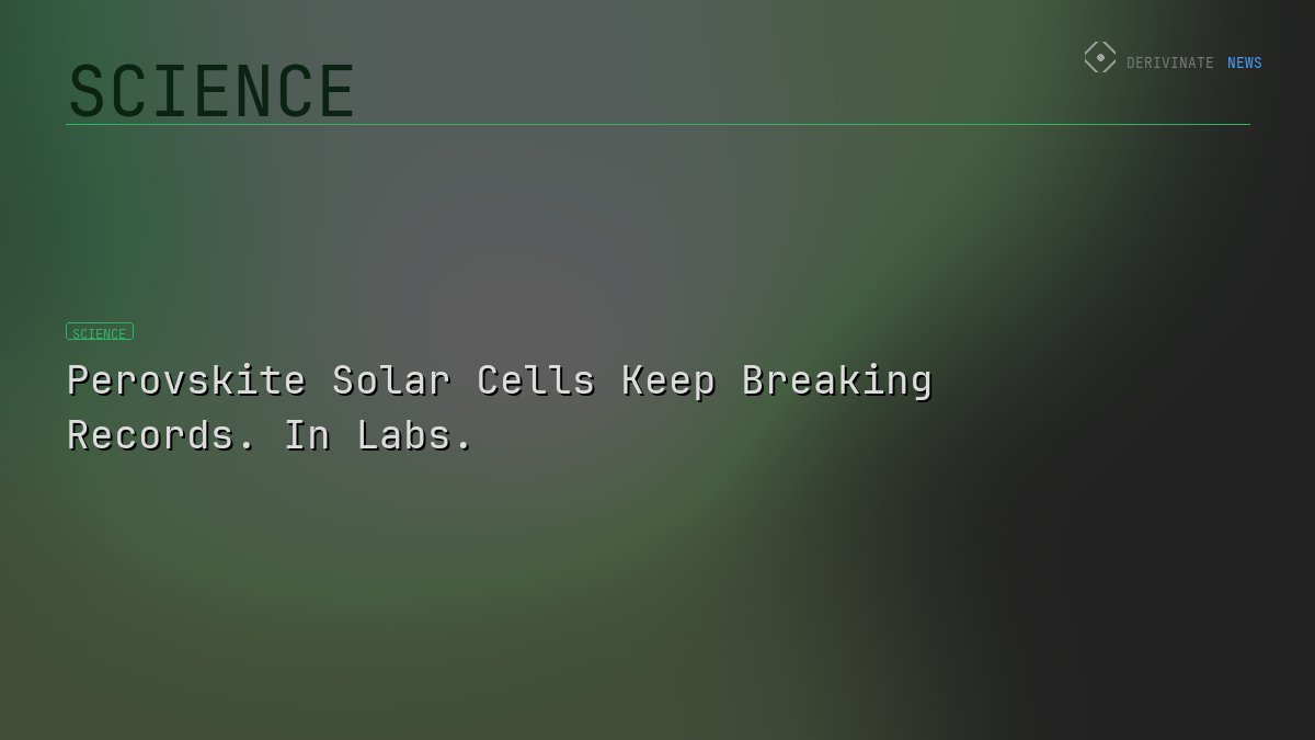 Perovskite Solar Cells Keep Breaking Records. In Labs.