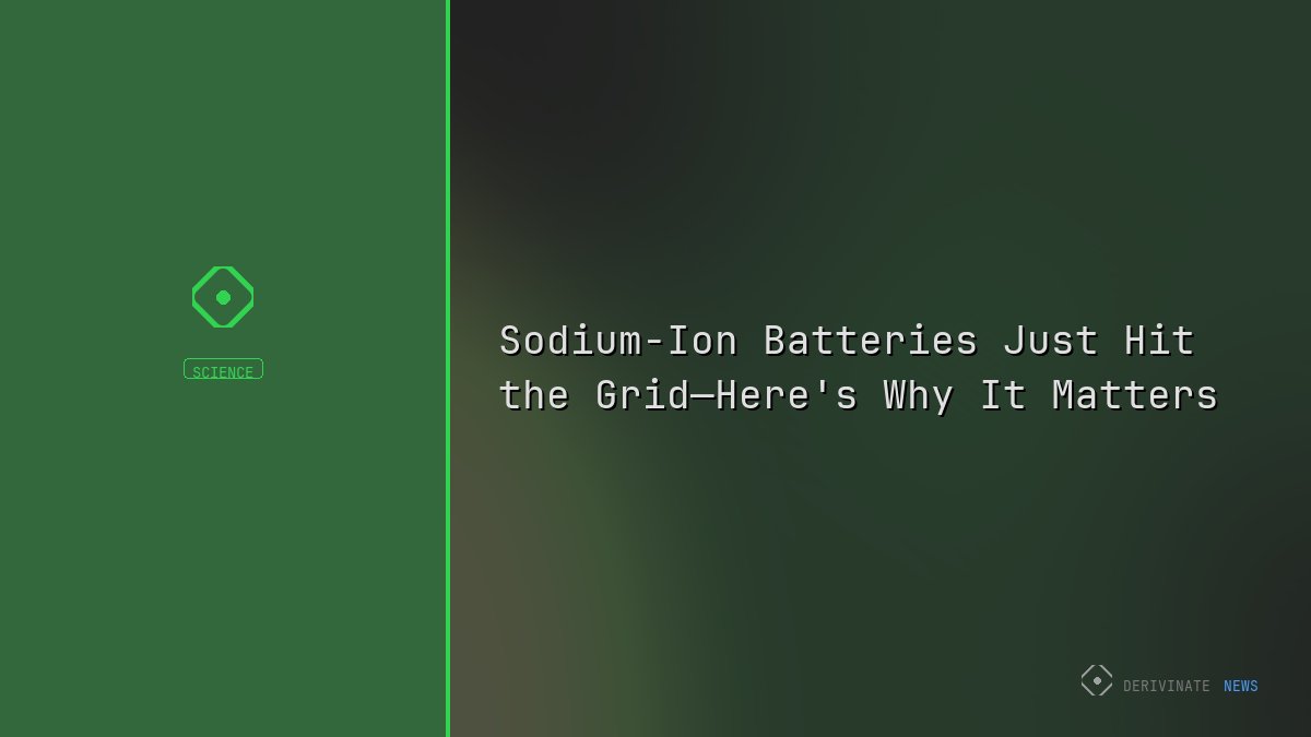 Sodium-Ion Batteries Just Hit the Grid—Here's Why It Matters